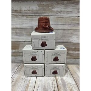 5- Scotts Collectables Cowboy Hat Toothpick Holder 7307 Brown Ceramic Resale